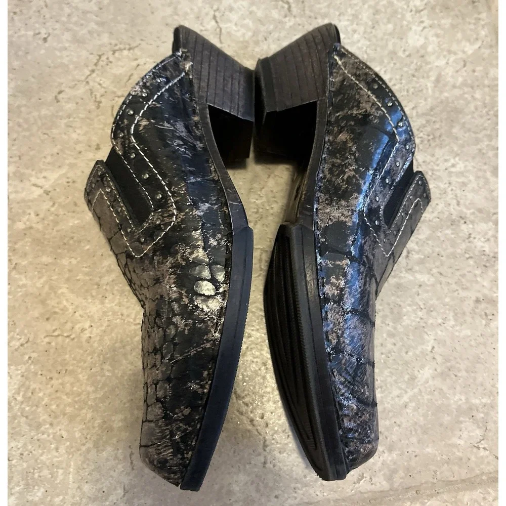 Tirrenia Italian Shoes Mules Sz. 10  Metallic Shimmer Low Heel Witchy Gothic - Picture 7 of 10